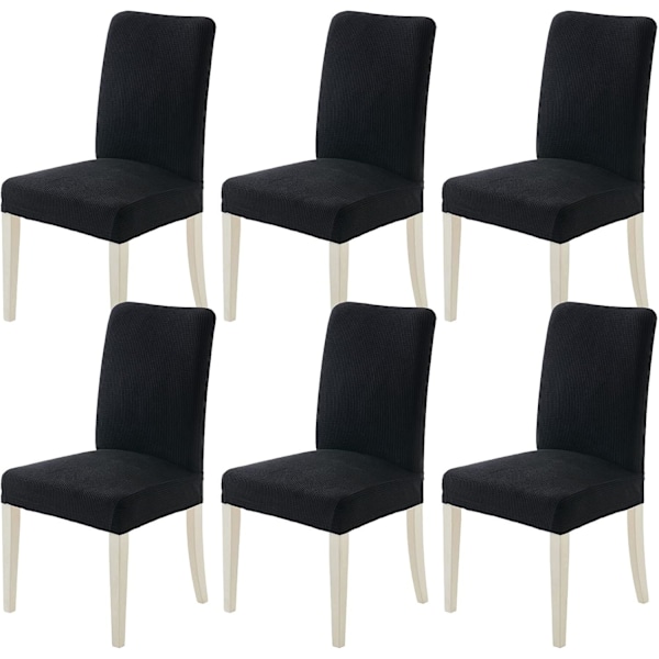 Svart stolsöverdrag 6-pack stolsöverdrag lämpliga för vardagsrum, kontor, bankett