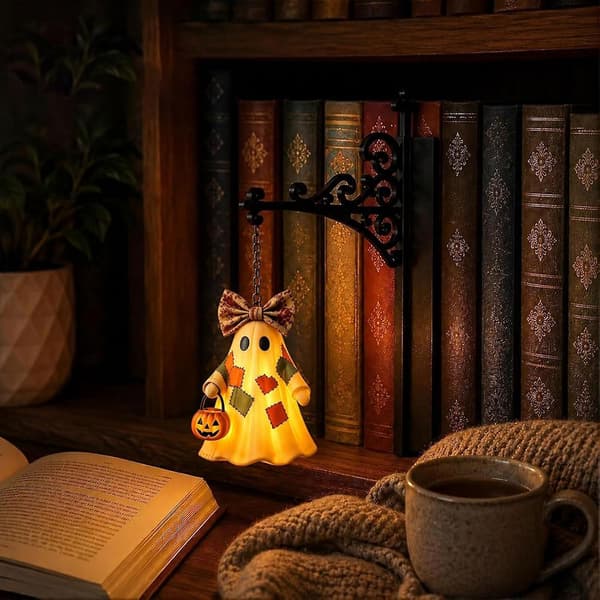 Book Lamp, Library Lantern Mini Bookshelf Lamp LED Bookshelf Lantern with Hanging Lantern, Warm Amber LED, Wireless, Slim Design Fits Between Books
