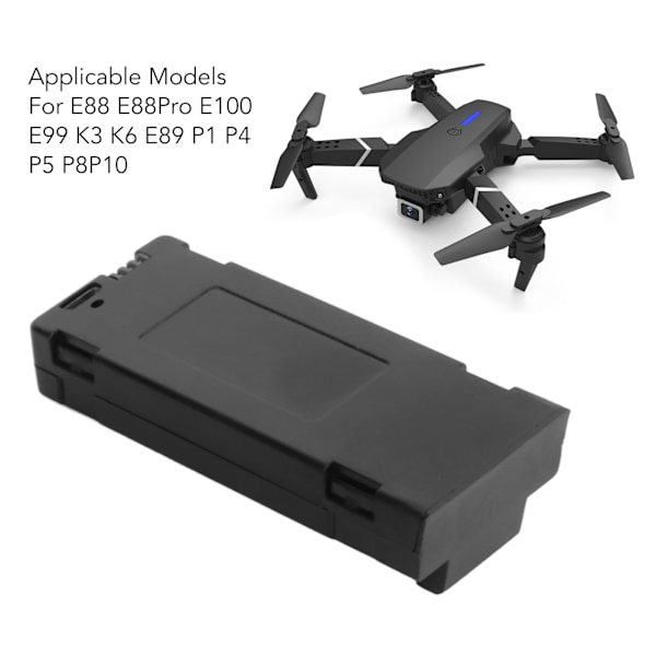 3 stk. Drone Litiumbatteri 1800MAH 3.7V Oppladbart Quadcopter Drone Batteri for E88 E88Pro E100 E99 K3 K6 E89 P1 P4 P5