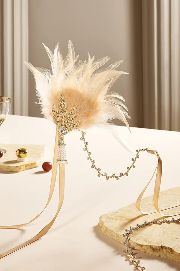1920-luvun Gatsby-sulkapanta, sulkakruunu, Gatsby Flapper -asuste