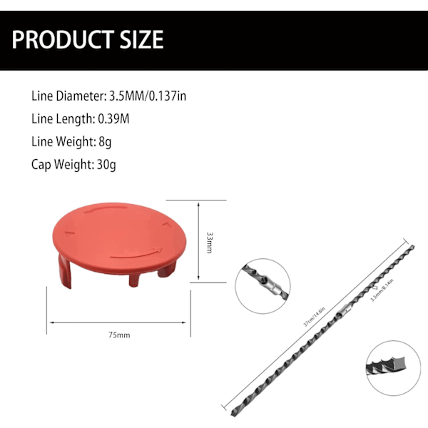 Til Bosch trimmer, F016800431 Udskiftnings trimmerhoved og linehætte til Bosch trimmer AFS 23-27 950W (1 trimmerhoved + 1 hætte + 30 liner)