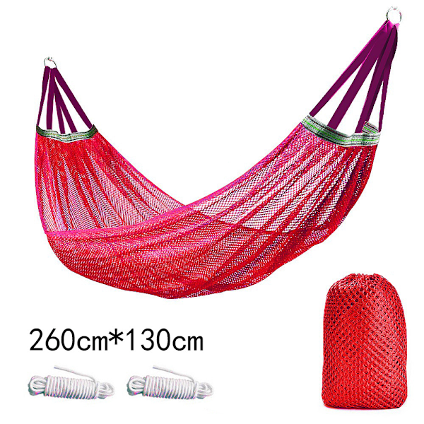 Hängmatta utomhus is-silke mesh gunga böjd pinne anti-rullning camping reseutrustning Sydostasien Red 260*130+tie rope+storage bag