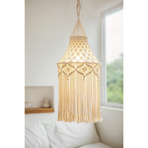 Boho Makrame Lampskærm Hængende Loftlampe Dækning Moderne Kontor