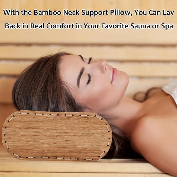 Bambu bastu nackstöd kudde, trä nackstöd bastutillbehör nackstöd för avkoppling hemmagym bastur spa ångbad