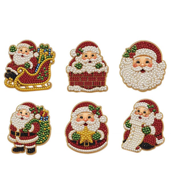 Juleperle- og diamantmaleri kjøleskapsmagnetsett - DIY håndverksdekor Snowflake 6-Piece Set