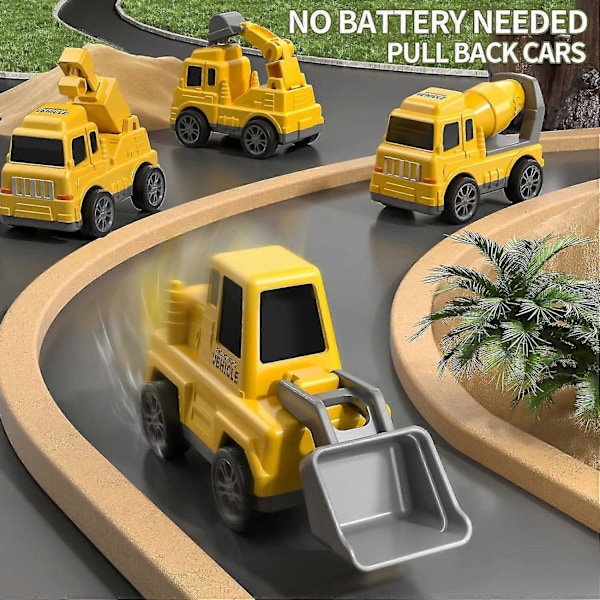 Rakennusleluauto 3 4 5 6 -vuotiaille pojille - 5-in-1 kitkavoimalla toimiva auto, kuljetuslelu, tytöille
