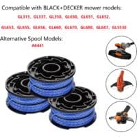 BLACK+DECKER Sett med 3 erstatningsspoler til gresstrimmer, automatisk avviklingsspole, 3 x 12 m nylonsnor, ⌀1,65 mm snor, A6441X3-XJ Blå