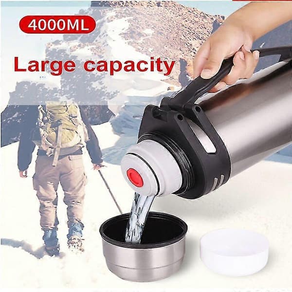 1200-4000ml Stor Termosflaska Vakuumflaskor Rostfritt Stål Isolerad Vatten Termisk Mugg med Rem 48 Timmar Isolering