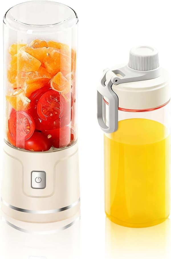 Bärbar Blender USB-C Uppladdningsbar 450ml Smoothie Maker Med 38 Blad Dubbla Koppar Läcksäker Kompakt För Smoothies Is Barnmat Vit