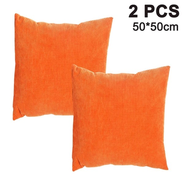 2-pack Sammetsmjuk Dekorativ Kvadratisk Kuddfodral (orange, 50x50 cm)