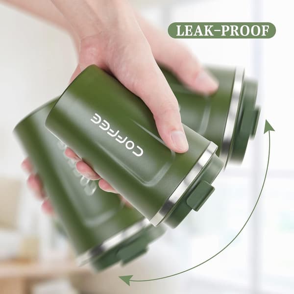 Premium Rostfri Stål Resemugg Grön 380ml Isolerad Kaffe Te Kopp För Resan