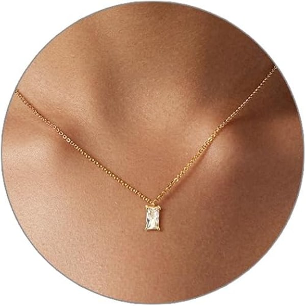 Diamanthänge Guldhalsband för Kvinnor, Fint 18k Guldpläterat Chokerhalsband Enkla Guldsmycken Presenter för Kvinnor Flickor