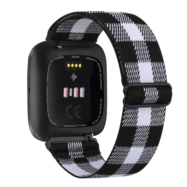 Elastisk vævet armbånd til Fitbit Versa 3 2 Versa Lite Band Justerbar nylon urrem til Fitbit Sense Band Sort Wh Black Wh Black White For Fitbit Versa 3