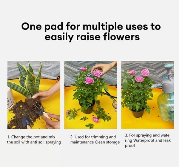 Vandtæt Omplantningsmåtte til Planter Indendørs Havearbejde Foldbar Bærbar Succulent Jordmåtte 100x100cm Orange