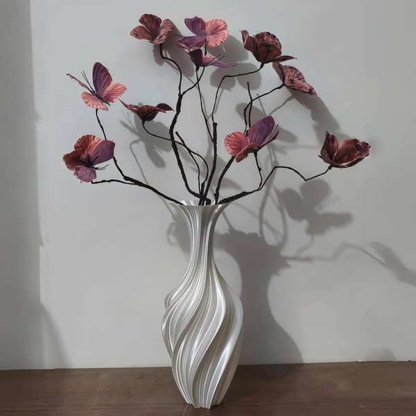 Siden 3D-printade vaser PLA Hög vas 25 cm Hög blomvas Modern heminredning för blommor växter Hemkonstdekor Vardagsrum Matsal
