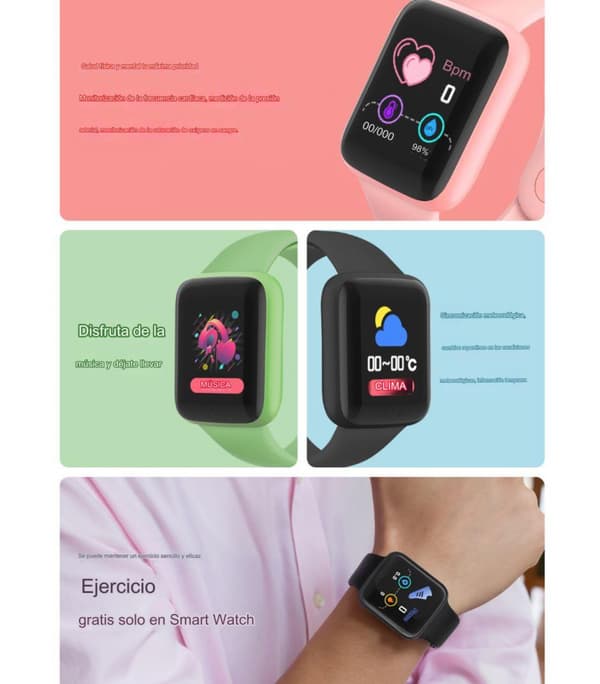 Smartwatch Sportsur Smartwatch Mænd Kvinder Bluetooth NFC Blodtryk H