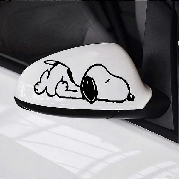 1 par søde Snoopy bil bakspejl reflekterende mærkater dekoration White
