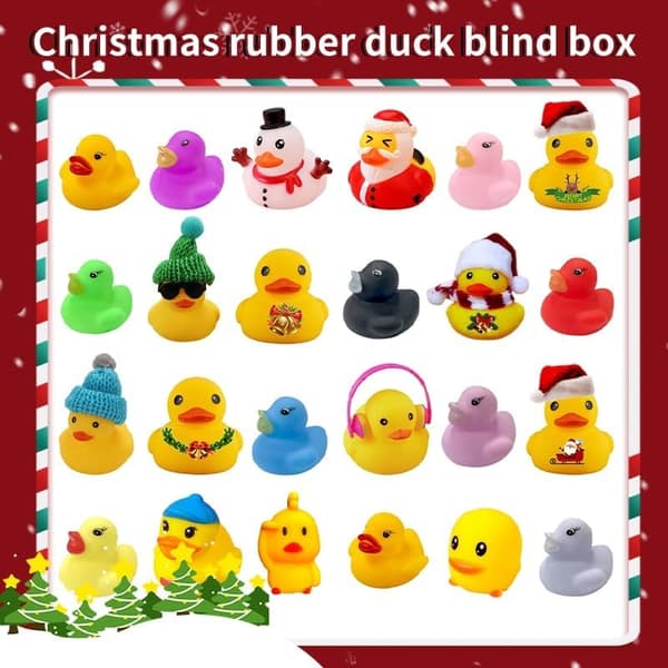 Adventskalender 2024 med 24 overraskelser av badeender for barn, julefestgaver, gutter, jenter, festlig nedtelling