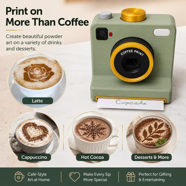 Bærbar Manuel Latte Art Kaffeprinter - 3D Skumskaber til Hjemmecafé White