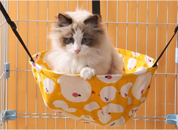 2-pack katthängmatta lounge kattsäng för bur kennel säte med metallram justerbara remmar orange