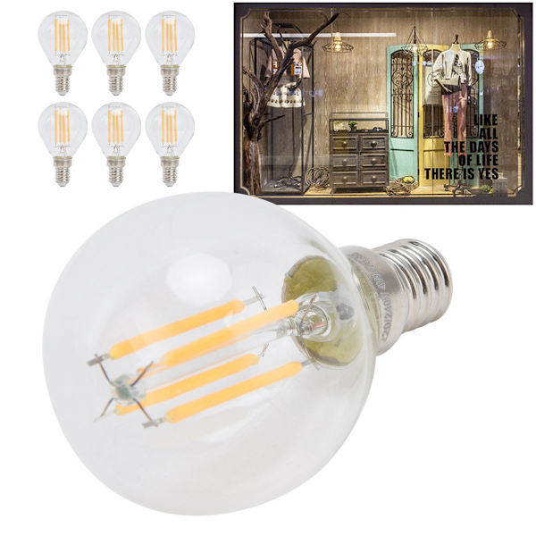 6 kpl G45 E14 LED-lamppua Himmennettävä 4W Läpinäkyvä Vintage Hehku Filamentti