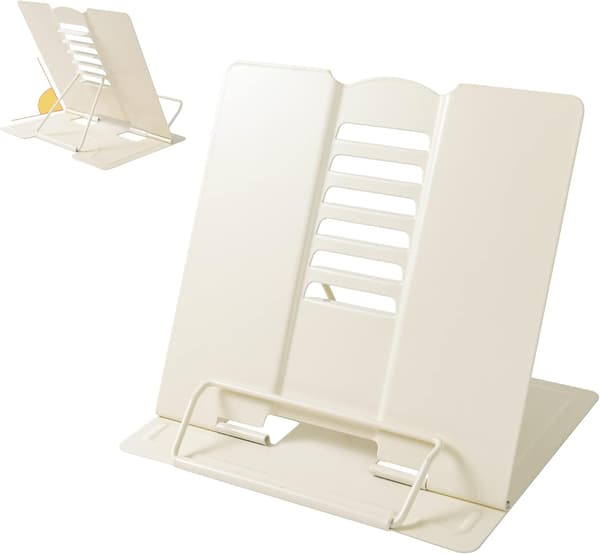 Metall Bokholder Justerbar Bokholder for Lesing Hel Beige