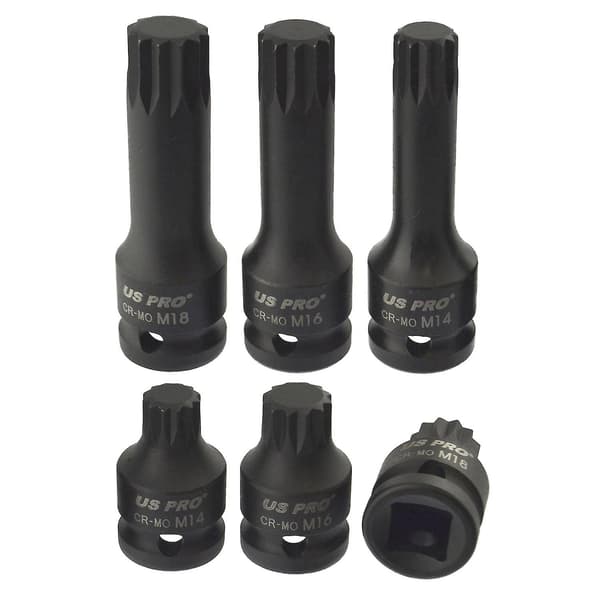 Spline-stikkontaktssæt Triple Square 1/2\" Drive M14 - M18 6 stk. Lave og Dybe AT829