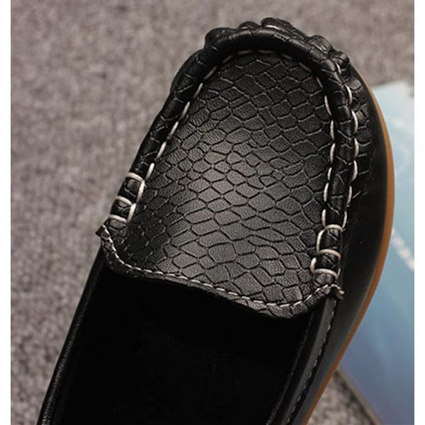 Svarta läderloafers barn pojkar flickor mode loafers casual båtskor halkfria oxford skor bekväma promenadskor EU storlek 21