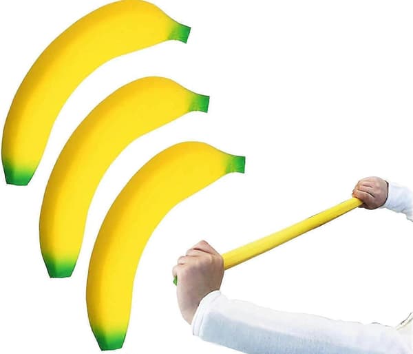3-pack banan-squishy-leksaker, stresslindrande töjbar bananleksak, sensoriska fidget-leksaker för barn