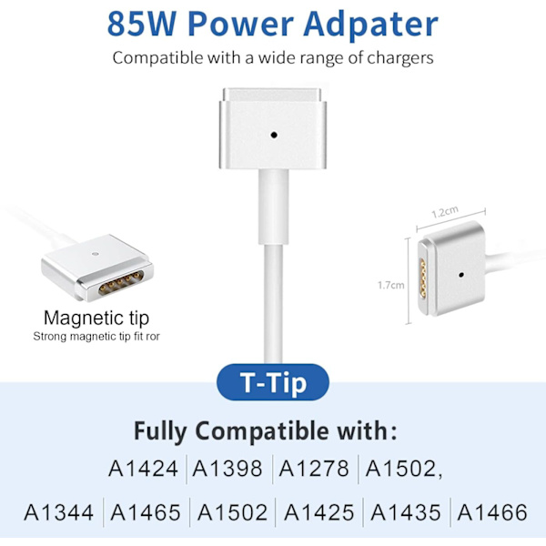 85W Magsafe 2 oplader til Apple Macbook Pro 13\" 15\" 17\"