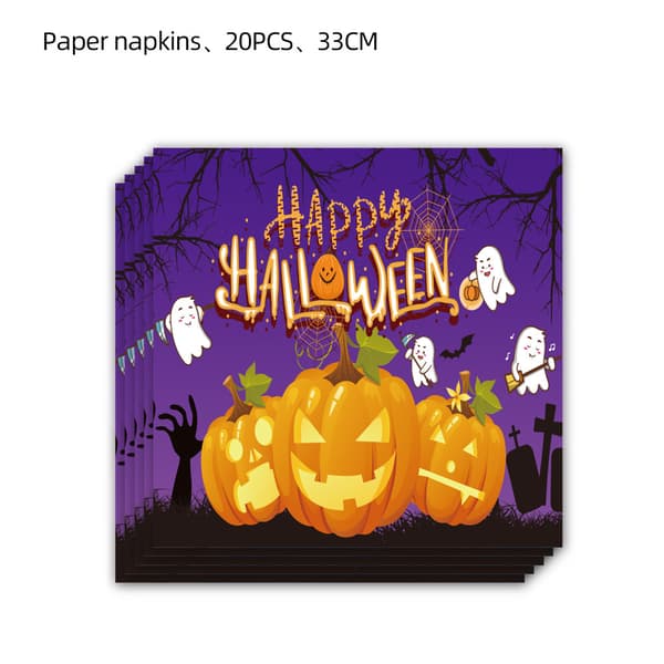 Græskar Spøgelse Halloween Fest Bordservice Sæt, Engangs Papirtallerkener Kopper Servietter Kit Tissues 20pcs