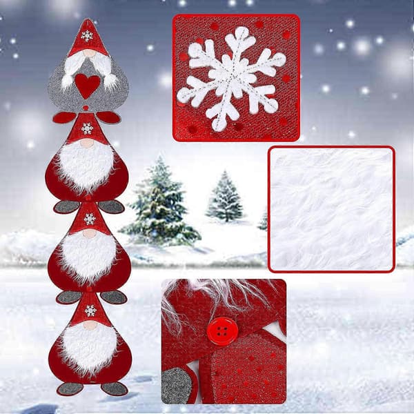 Red Christmas Tablecloth 5-piece set, Faceless Santa Placemat Home Decor