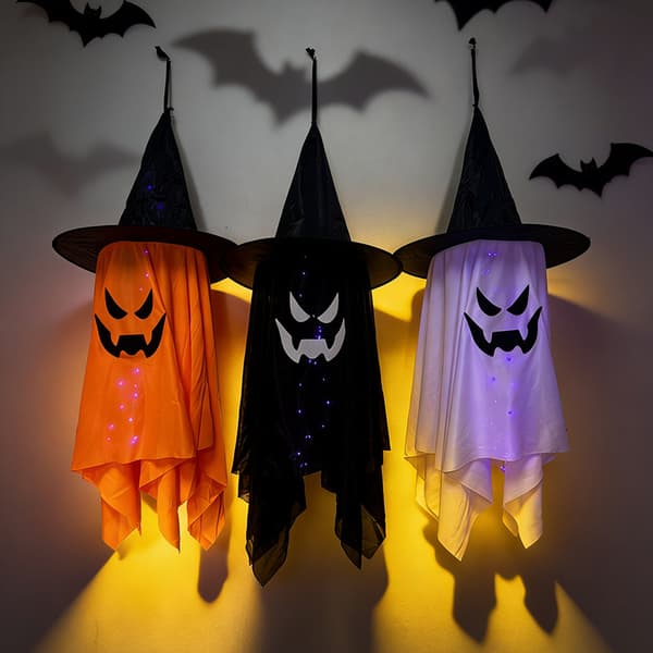 Halloween Spøgelseshue Gul Hvid Sort Troldmandshat Udendørs Dekorationsrekvisit Black wizard hat 100cm tall