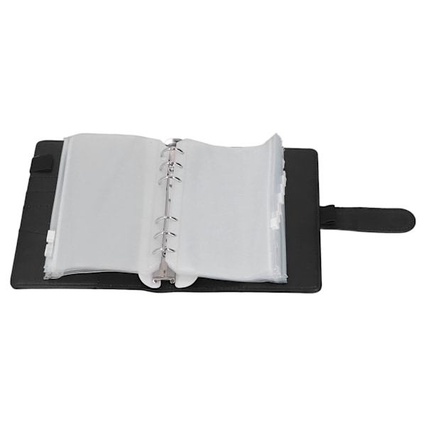 A6 Budget Binder Bærbar PU Læder Omslag A6 Binder Planner med Lynlåspose Etiketpapir til Kontor Skole