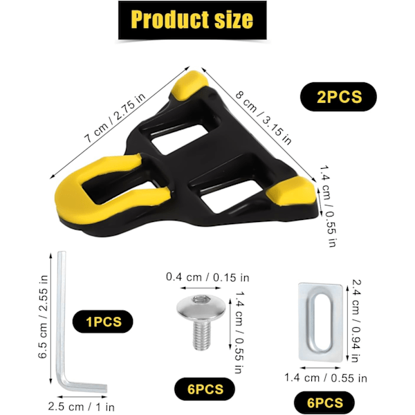 2 stk sykkelpedalputer, sykkelklosser sykkelpedaltrekk sykkelpedaltilbehør for landeveissykling og innendørssyklingssko