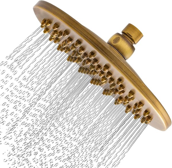 Antikk Rund Børstet Messing Dusjhode 8 Tommers Regndusjhode med Filter for Baderom Dusj Bronse Vintage Stil G1/2