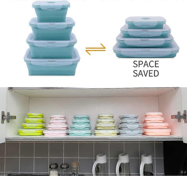 BPA-frie sammenleggbare matbeholdere i silikon - Sett med 4