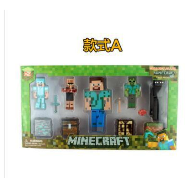 Minecraft prydnader docka Creeper Steve liten svart docka Glowing Pickaxe
