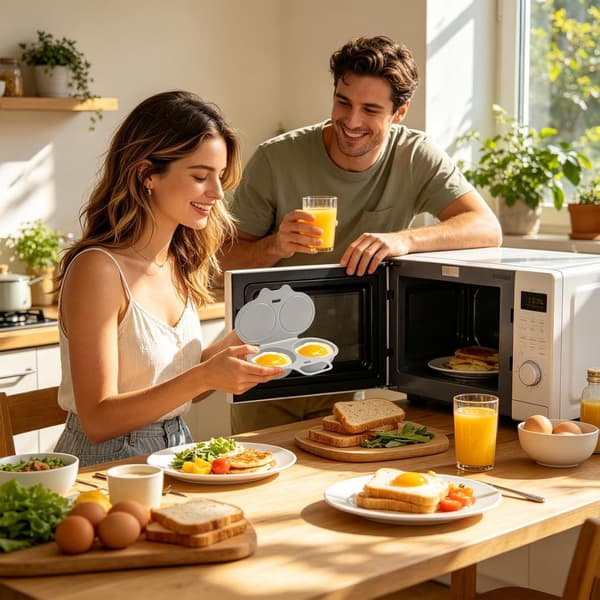 5-värinen mikroaaltouunin munankeitin kannella ja kahvalla, öljytön yellow