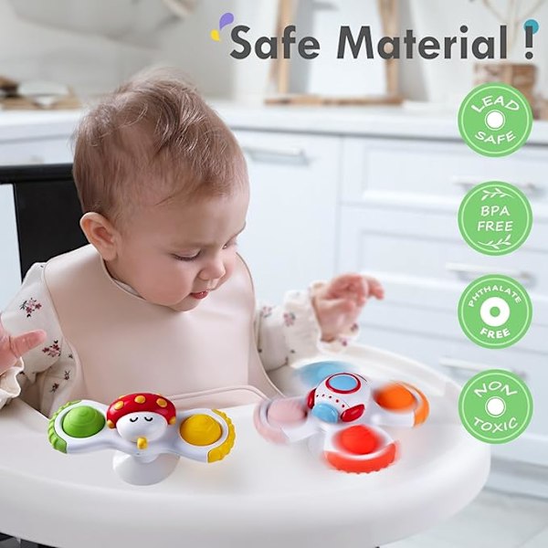 3 st Pop Sugpropp Snurra Leksaker för 1 År Gammal Pojke Flicka|Nyhet Snurror Småbarn Leksaker Ålder 1-2|Sensorisk Baby Badleksak