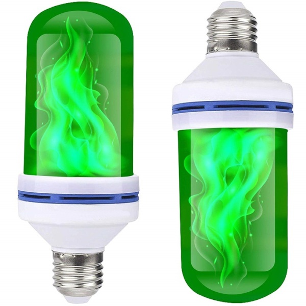 Flammende LED-pære glødelampe 2-pak grøn green B22