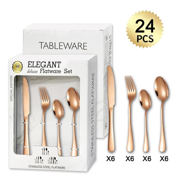 24-dele kniv-, gaffel- og skesæt i rustfrit stål med steakknive - gaveæske med vindue [16pcs] Silver