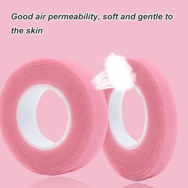 Øjenvippetape, to ruller øjenvippeforlængertape (pink), til øjenvippeforlængelser.
