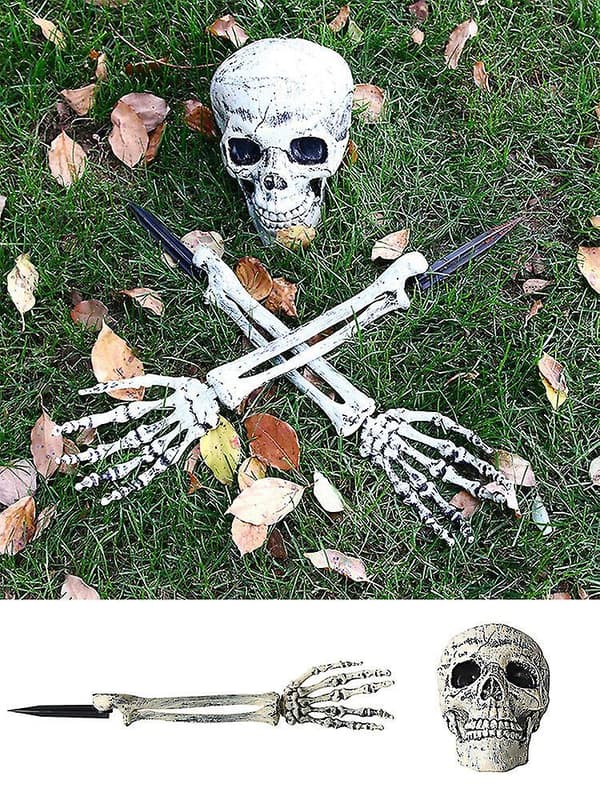 Halloween Dødninghode & Hånd Rekvisitter: Realistisk Plastskjelett for Utendørsdekor