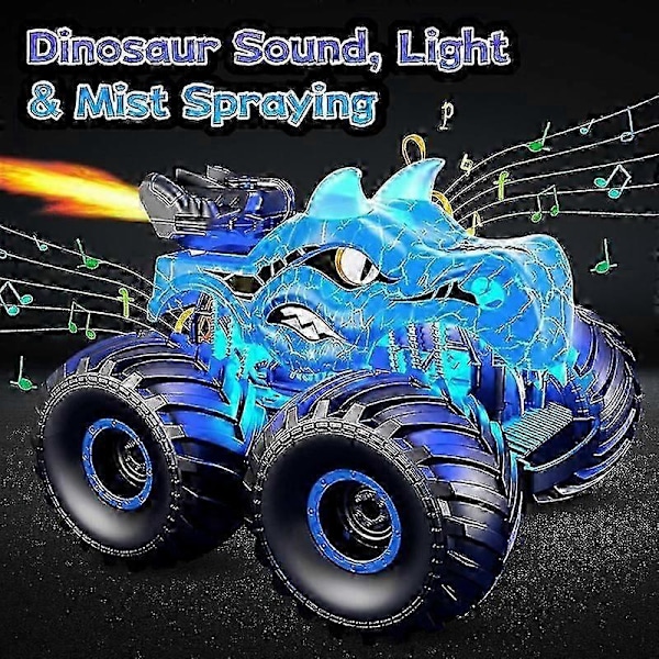 Dinosaurus kauko-ohjattava auto, 2,4 GHz Monster Truck -auto valoilla, äänillä ja suihkutoiminnolla