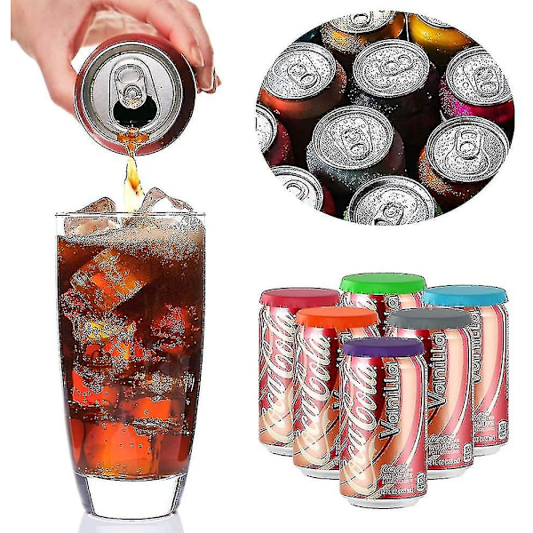 Läskburkslock, 6-pack återanvändbara silikonlock för läsk/dryck/öl, passar standard läskburkar (flerfärgade) från Senzhe Store