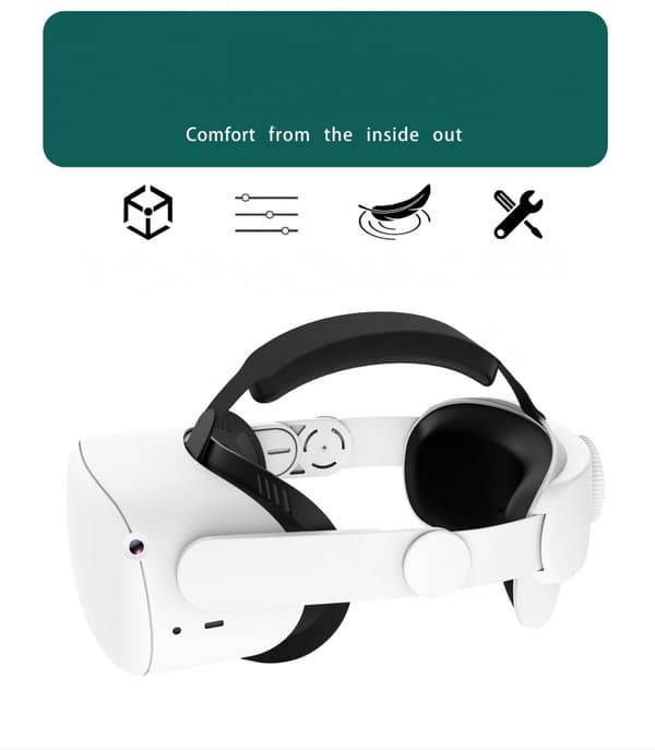 Justerbart hodebånd for Oculus/Meta Quest 2 VR-headset, VR-hodeband for Oculus Quest 2, VR-spillstøtte og komfort, hvit