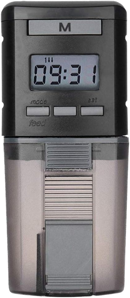 Akvariefôrautomat med timer 0,175L kapasitet for pelletsflakfôr plast