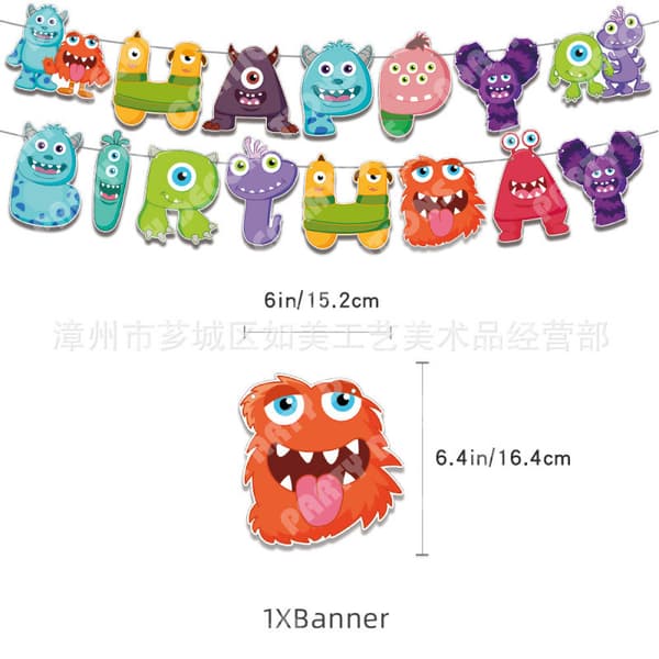 Monsters University Tema Bursdagsfest Dekorasjonssett, Vimpelbanner Kaketopper og Ballonger for Barnefeiring A