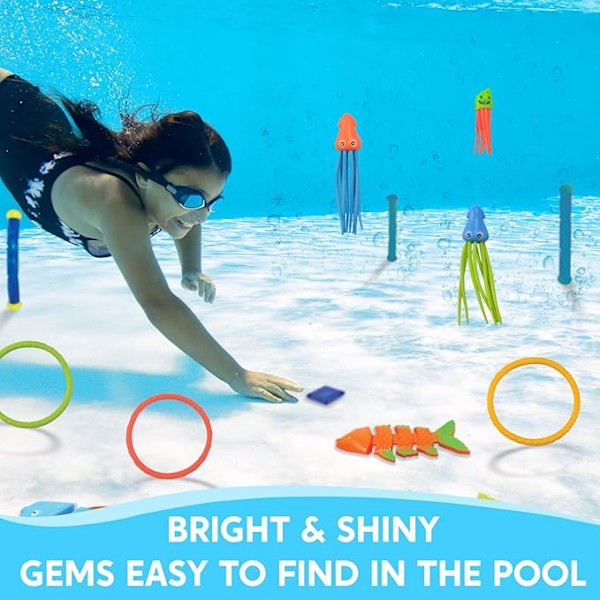 30 st Dykleksaker för Pool för Barn Set med Förvaringsväska Poolspel Sommar Simning Vatten Fiskleksaker